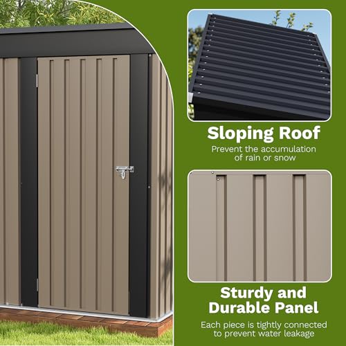 Patiowell 5x3 FT Outdoor Storage Shed, Tool Shed with Sloping Roof and Lockable Door, Metal Shed for Backyard Garden Patio...