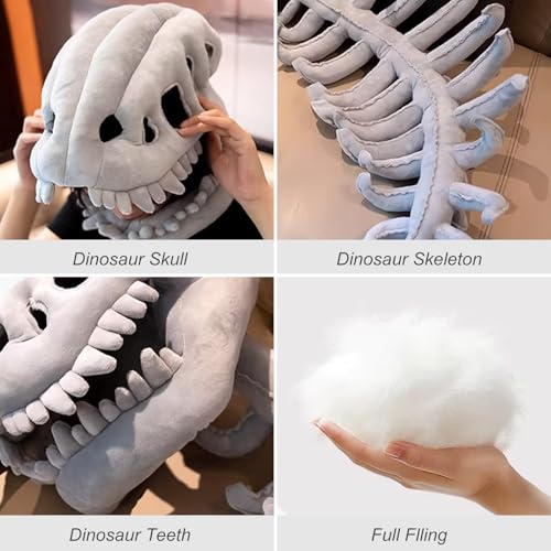 LUMIXA Dinosaur Skeleton Plush Costume - Cozy 3D Spinosaurus Outfit for Kids & Adults Wearable Cuddly Toy for Dress Up & Play