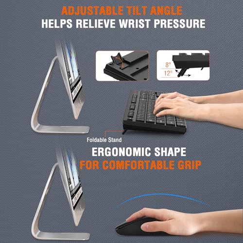 Wireless Keyboard and Mouse Combo, EDJO Silent Full Size Cordless USB Keyboard Mouse, 2.4GHz Lag-Free, Long Battery Life, ...