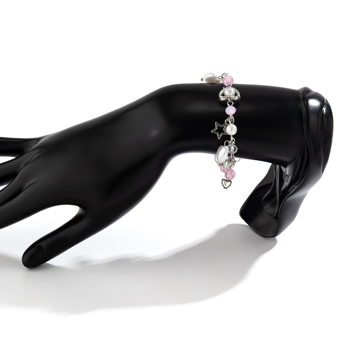 Zhang shine Y2k Bracelet Love Heart Star Beaded Chain Dainty Pendant Bracelet Gothic Punk Cool Resin For Women Adjustable Fashio