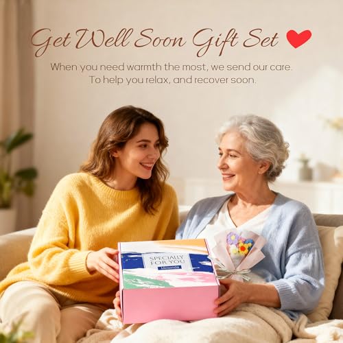 Get Well Soon Gift Baskets for Women - 12pcs Care Package with Cozy Blanket, Scented Candle, Tumbler | Thinking of You, Su...