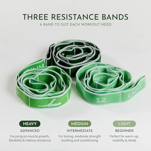 LIFE OF KOI Stretching Strap Set of 3, Stretch Straps with Loops for Yoga, Pilates, Dance, Physical Therapy, 3 Resistance ...