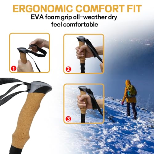 Collapsible Hiking Poles 2-Pack - Adjustable & Ultralight Trekking Poles with 7075 Aluminum Alloy, Metal Flip Locks & EVA ...