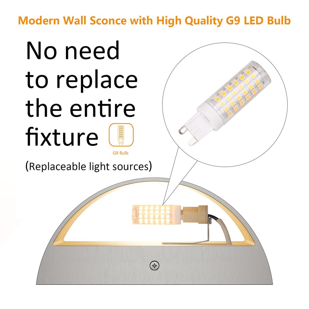 Aipsun LED Wall Sconce 4 Pack Hardwired Indoor Lighting Warm White 3000K Nickel Aluminum Model 9206