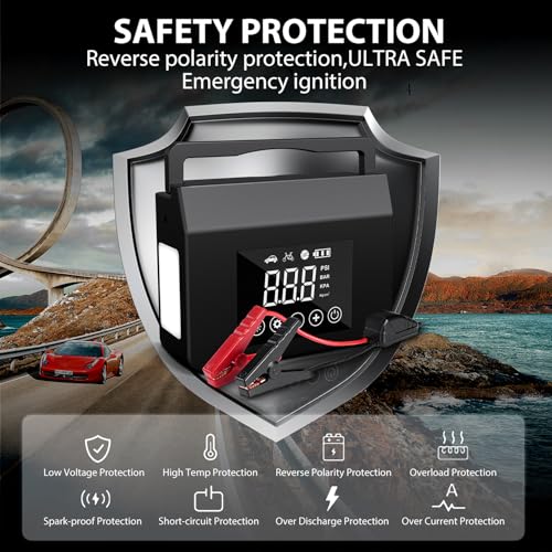 Jump Starter with Air Compressor, 4000A Car Battery Jump Starter(ALL Gas/8.0L Diesel) with 150PSI Tire Inflator 12V Car Ba...