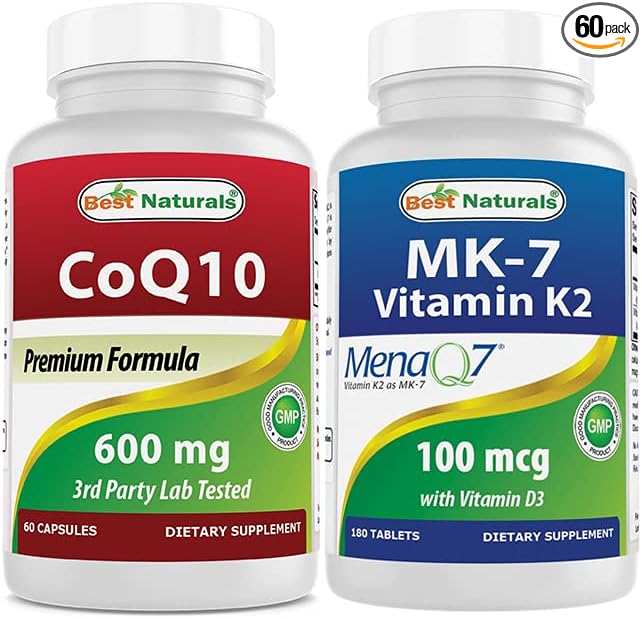 Best Naturals CoQ10 600 mg & Vitamin K2 (MK7) with D3
