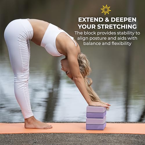 Sunshine Yoga 4" Striped Yoga Block, 10 Pack Bulk EVA Foam Yoga Blocks, Firm and Supportive Yoga Brick, Balance Foam for S...