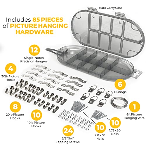 Go Hang It! Pro, All-in-One Picture Hanging Kit - Picture Leveling and Hanging Tool - Hang Sawtooth/Wire Hangers - Wall Ha...