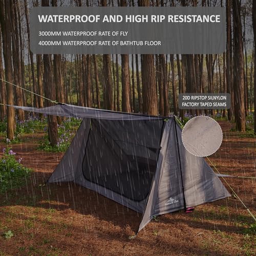Nature Link Sirius Two Ultralight Backpacking Tent, 2 Person Trekking Pole, Waterproof, Compact, Single Wall, Bushcraft Sh...