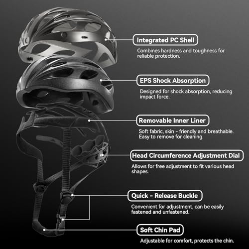 ROCKBROS Bike Helmet for Adult Men Women with Suggested Fit 58-65cm, Detachable Magnetic Goggles & Sun Visor, Lightweight ...