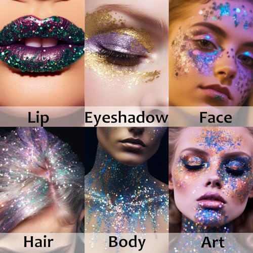 UCANBE Blue Body Glitter Stick for Singer Concerts Music Festivals, Face Glitter Makeup for Face Body Hair Eyes & Lips, Ch...