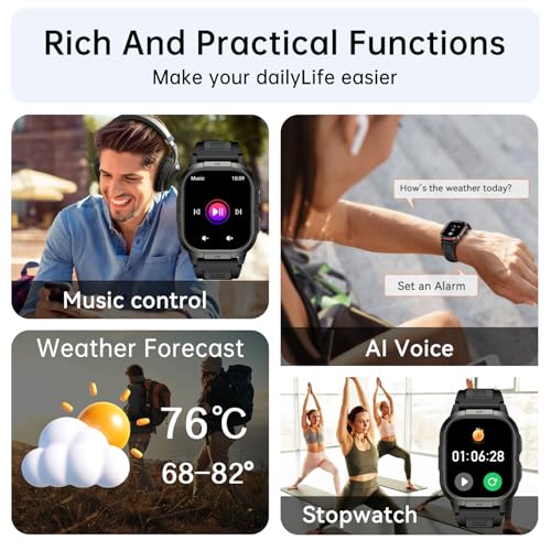 Smart Watch for Men Fitness Tracker: Make/Answer Call Military Smart Watches for Men Digital Watches Heart Rate Monitor Wa...