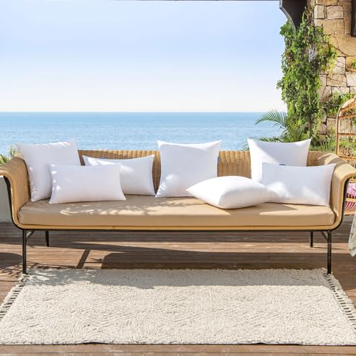 MIULEE Pack of 2 12x20 Outdoor Pillow Inserts, Outdoor Throw Pillows Water-Resistant Decorative Premium Lumbar Pillow Stuf...