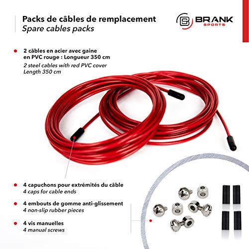 BRANK SPORTS® Pack of 2 Replacement Steel Ropes for all Jump Ropes | Length 12' | 2 Diameters and 7 Colors to Choose From...