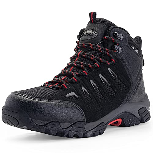 SHULOOK Men's Waterproof Hiking Boots Non-Slip Lightweight Mid Top Ankle Boot Breathable Hiker Trekking Shoes