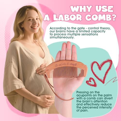 OAKDOLCHE Birth Comb & Massage Roller Ball Kit for Women Labor and Delivery Essentials, Wooden Labor Comb Pregnancy Must H...