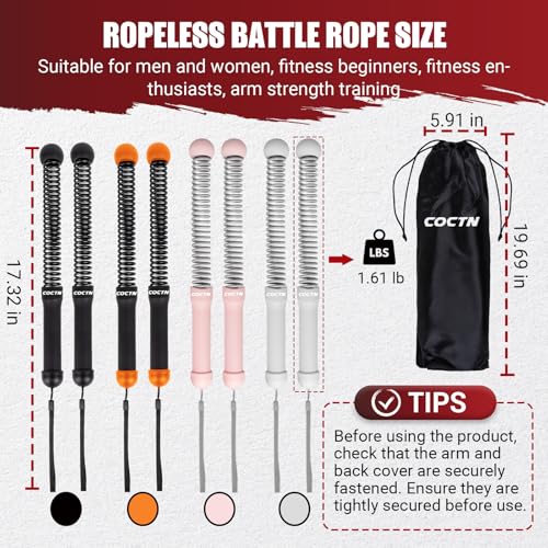 Weighted Ropeless Battle Ropes, Heavy Duty Portable Cordless Battle Ropes for Home Gym with Poster, Workout Exercise Rope ...
