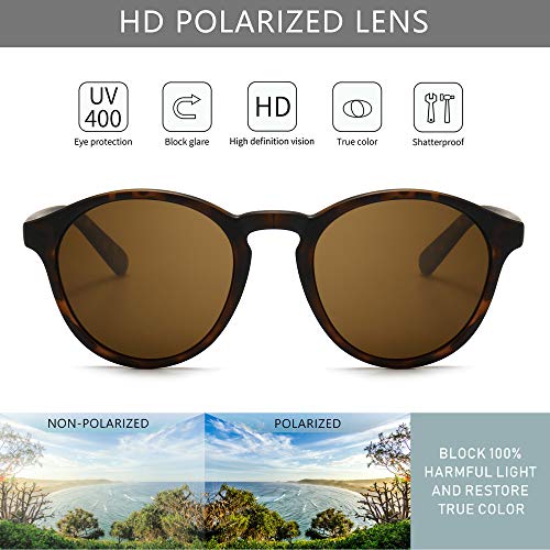 SUNGAIT Classic Vintage Round Polarized Sunglasses for Women Men Retro Style UV400