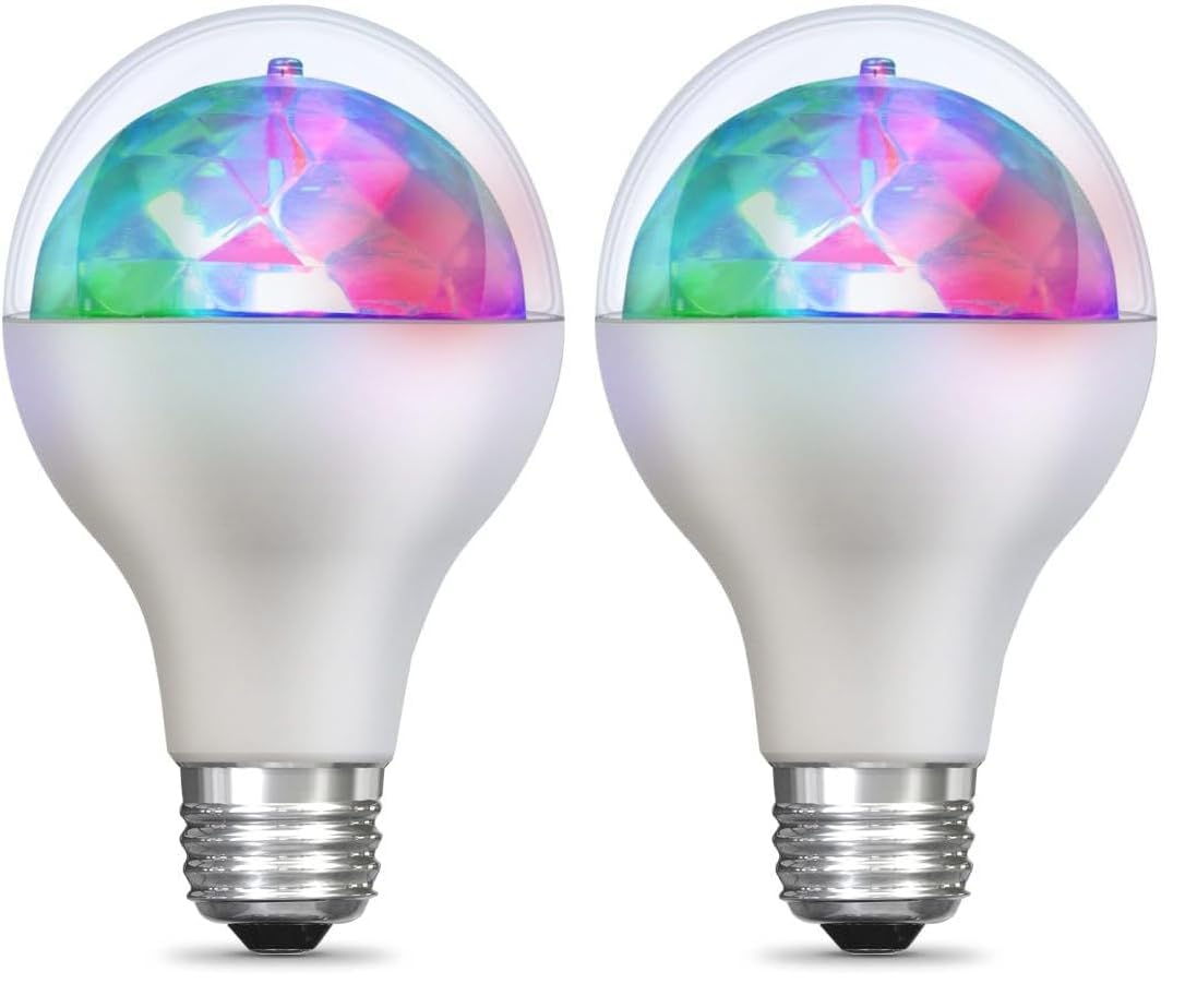 Feit Electric Multicolor Changing Disco Party LED Light Bulb, DISCO1/LED, A19, RGB, RGB Multicolor, 5.3" H x 3.15" D (Pack of 2)