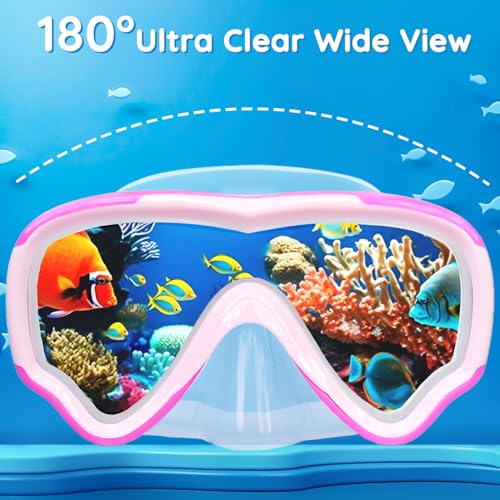 MOMUSE Kids Swim Goggles with Soft Fabric Strap, Diving Mask with 3D No-Leak Nose Cover, Anti-Fog & Shatterproof Lens, Swi...