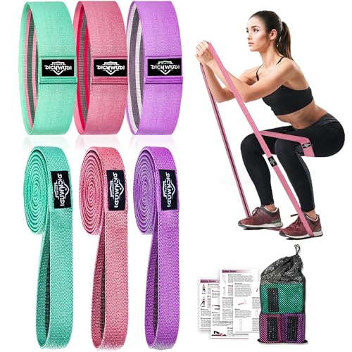 DICYWUDI Fabric Resistance Bands for Working Out, 6Pack Non-Slip Exercise Bands for Women and Men, Fabric Booty Bands for ...
