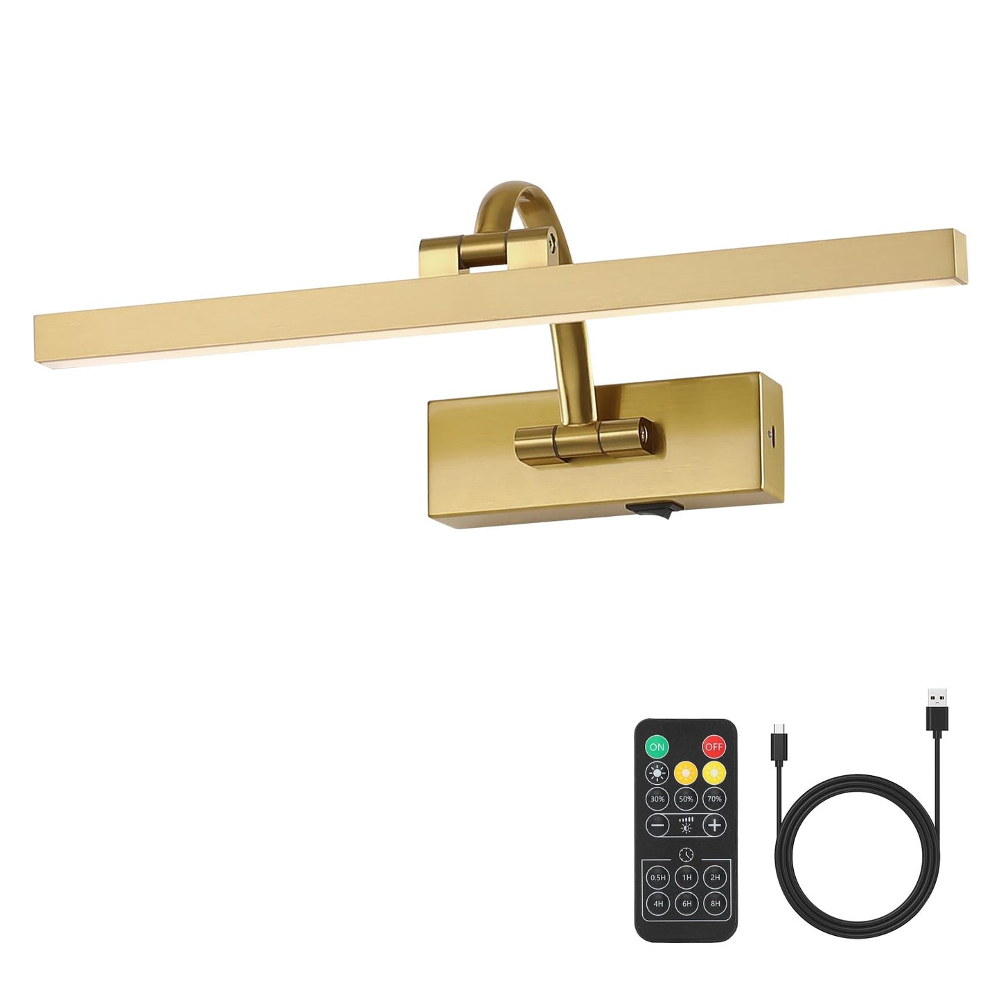 Desoop Picture Lights For Wall Battery Operated  Brass Art Lighting For discomfort-reducingtings With Remote And Timer  Wireless Gallery Light For Portrait Frame Artwork  16 Inch 3Cct Dimmable