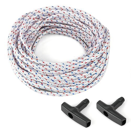 SSFOLPFEE High Strength Recoil Start Rope Replacement for Chainsaws, Lawn Mowers, Gas or Diesel Engines - 50 feet with 2 U...