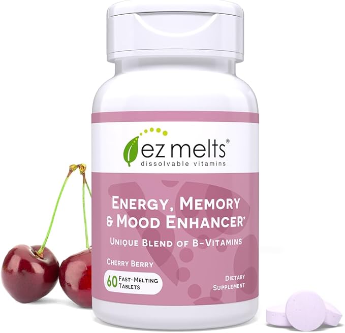 EZ Melts Dissolvable Energy, Memory and Mood Enhancer, Blend of B-Vitamins, Sugar-Free, 2-Month Supply