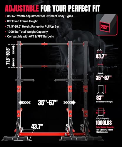 YOLEO Smith Machine & Squat Rack Combo, Multi-Functional Power Racks with Adjustable Width & Pull-Up Bar, Cable Crossover ...