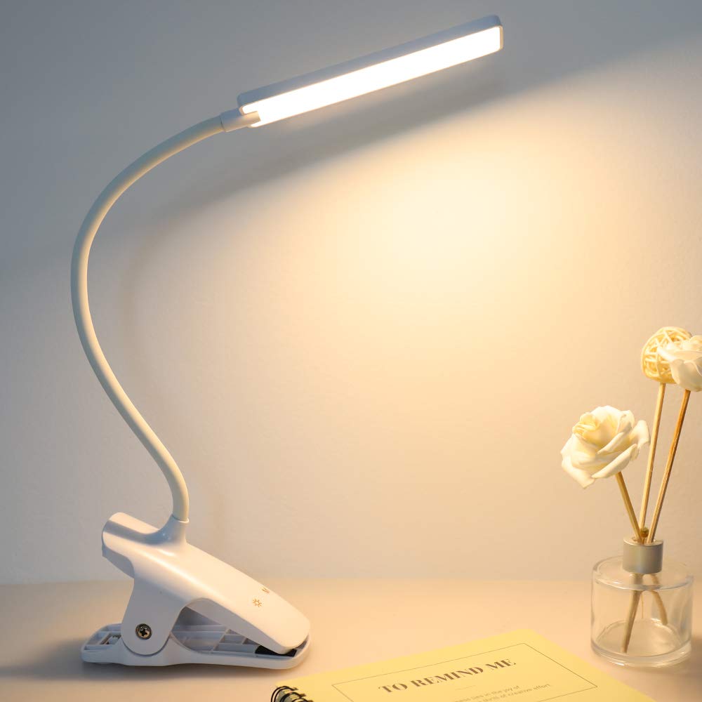 Deaunbr Led Reading Light With Clip, Usb Rechargeable, 24 Leds, Flexible Neck, White, Model Ws0030-00