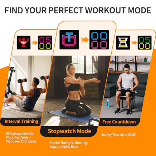 EZON H-Box Bluetooth Heart Rate Monitor and Pixel Art Clock with WOD Interval Trainer - Cute Animation Alarm Clocks for Be...