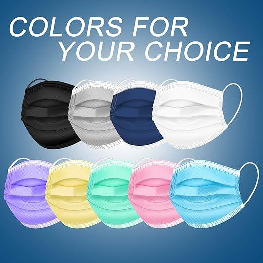 Hotodeal Disposable Face Masks, Lightweight Breathable Facial Masks for Adult, Men, Women, Indoor, Outdoor Use 50 Pcs (Black)