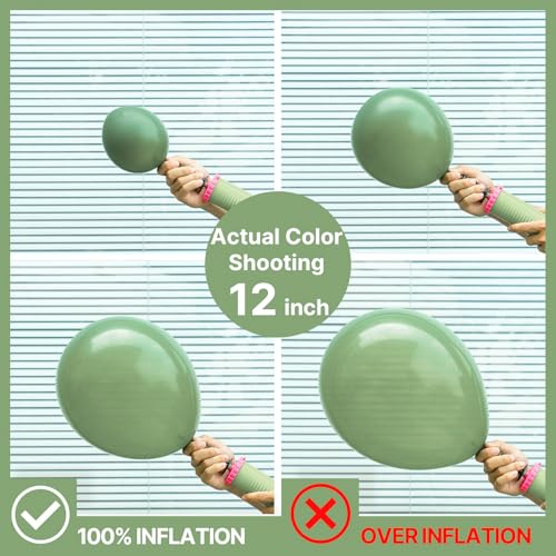 PartyWoo Sage Green Balloon Arch Kit Garland 142pcs Different Sizes of 18 12 10 5 Inch Olive Dusty Boho Green Balloons for...