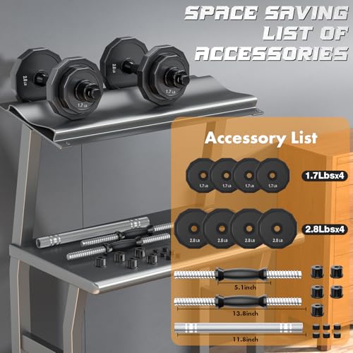 KISS GOLD Weights Dumbbells Set, Adjustable Dumbbell Sets 22Lbs 44Lbs 66Lbs 88Lbs with Solid Steel, Barbell Free Weight Se...