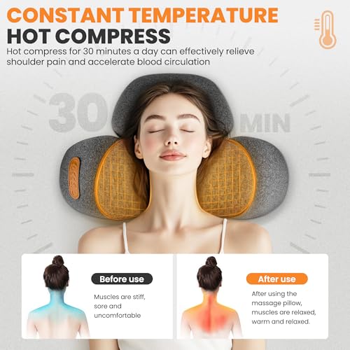 CARINIFY 3-in-1 Rechargeable Neck Massager Pillow - Pillow Massage Neck Hump for Shoulder Pain, Deep Tissue Pain Relief, w...