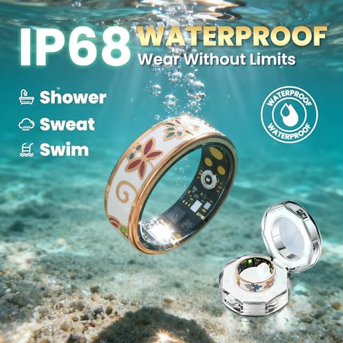 lumthou Enamel Craft Smart Ring for Women & Men - No Subscription Fee Fitness Tracker with Sleep Tracking, Heart Rate, SpO...