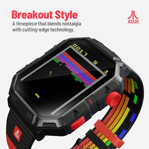 My Play Watch Atari 2600, Retro Gaming Smart Watch with Selective Tech, All Day Fitness Tracker, Built-in Centipede™, Pon...