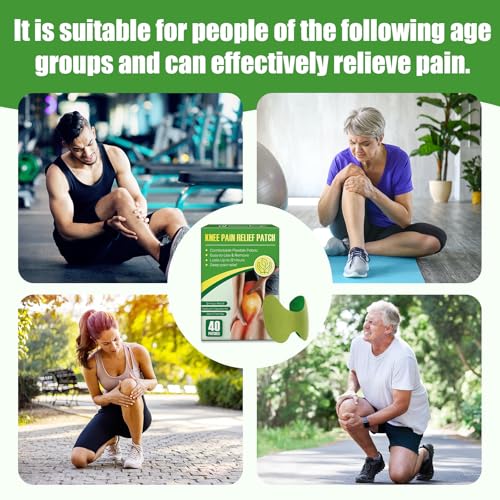 40PCS Knee Patches, Natural Wormwood Extract Patches for Knees, Fast Relief for Knee, Joint and Muscle Pain, 12 Hour Long ...