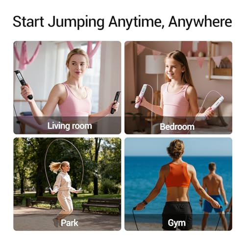 UMAY Weighted Cordless Jump Rope, Adjustable Length Ropes Ropeless with LCD Counter Display for Women Kids, Smart Skipping...