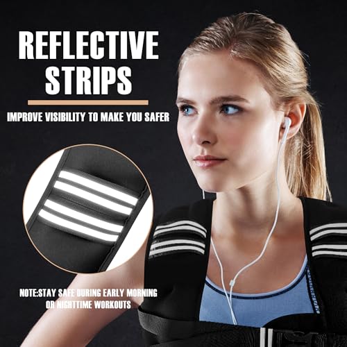NATURELUX Weighted Vest Men or Women - 5/10/15/20/25/30lbs Weights with Reflective Stripe, Weighted Vest for Workout Equip...