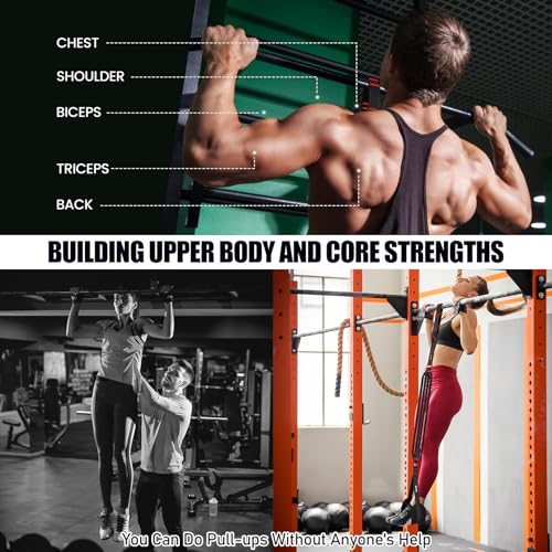 Pull Up Assistance Bands 260lbs, Heavy Pull Up Bands Resistance Bands for Pull Ups Working Out with Feet Rest, Pull Up Bar...