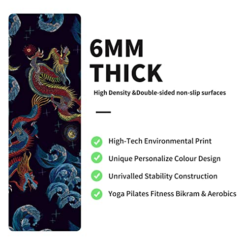 nuveti Yoga Mat Print Extra Thick TPE Non Slip Fitness Exercise Mat with Carrying Bag,72"x24" Extra Thick 6MM Exercise & W...