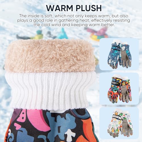 OMECHY Kids Ski Snow Gloves Waterproof Winter Cold Weather Windproof Warm Snowboard Sport Mittens for Boys Girls