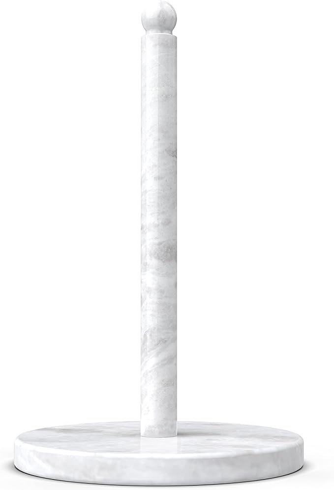 Koville African Natural Marble Paper Towel Holder Countertop, Genuine Stone Paper Towel Holder Stand for Kitchen Storage, for Standard or Jumbo-Sized Rolls(Namib Fantasy)