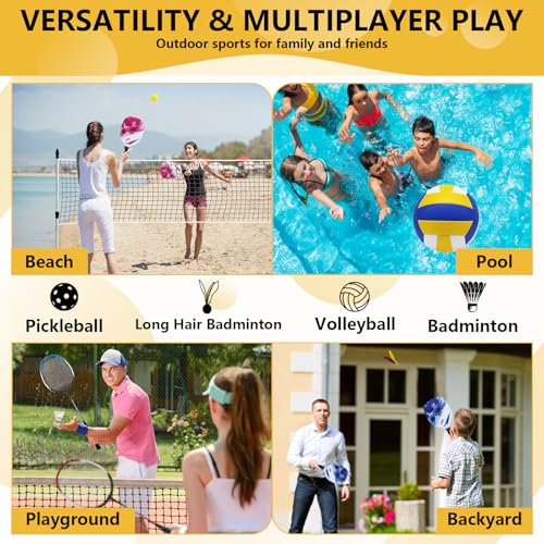 ZHUOKECE Outdoor Volleyball and Badminton Combo Set, Official Size 5 Volleyballs and Badminton Rackets Set of 5 for Outdoo...