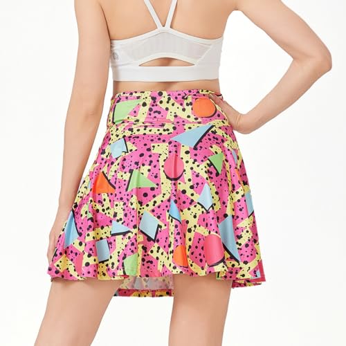 Coseaon 80s 90s Tennis Skirts Set for Women with Pockets Retro High Waisted Athletic Golf Skirts with Bag for Party Workout