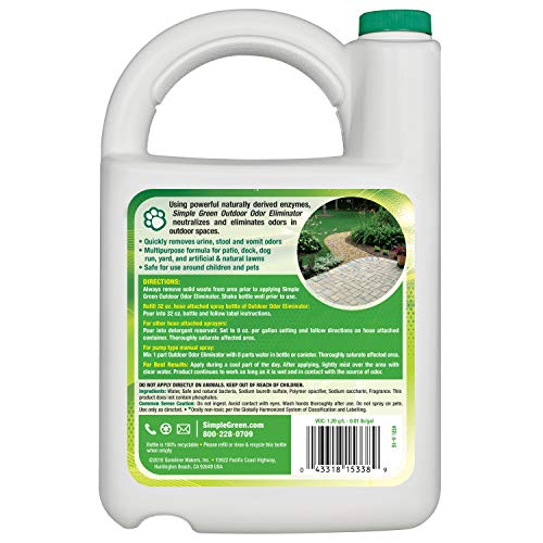 Simple Green Outdoor Odor Eliminator for Pets, Dogs, 1 gallon Refill - Ideal for Artificial Lawns & Patio, Milky White