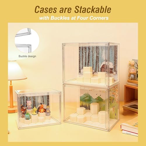 Clear Acrylic Display Cases for Collectibles with LED Light,DIY Scene, with Backdrop, No Dust , No Moisture, for Figures C...