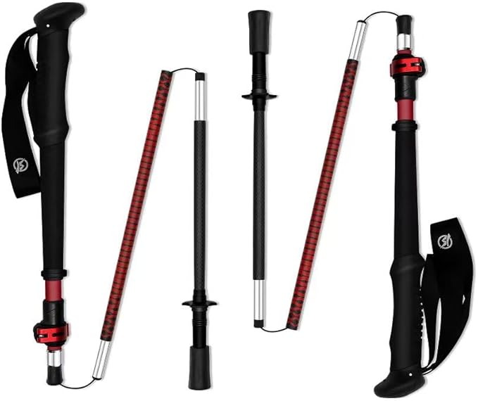 WindQuester Ultralight Carbon Fiber Trekking Poles – 198g Adjustable Folding Hiking Poles for Backpacking (110–130cm), Thr...