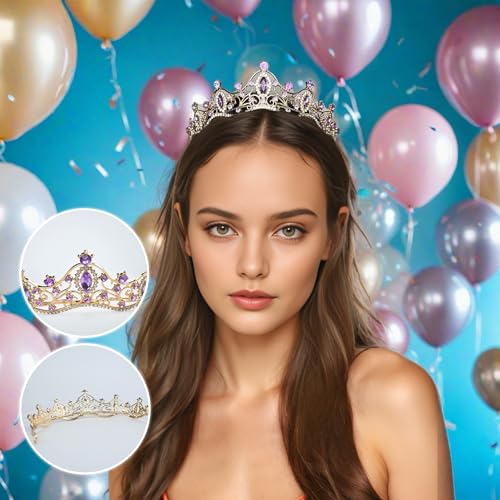Crystal Crown for Women Girls Elegant Princess Headband Sparkling Rhinestones Queen Tiara for Weddings Birthday Parties Pr...